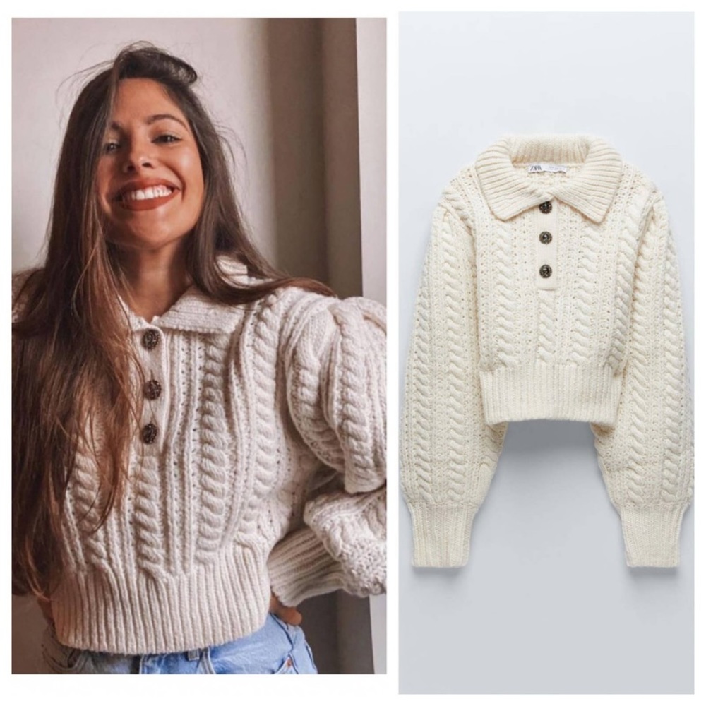 Zara cable knit cropped sweater